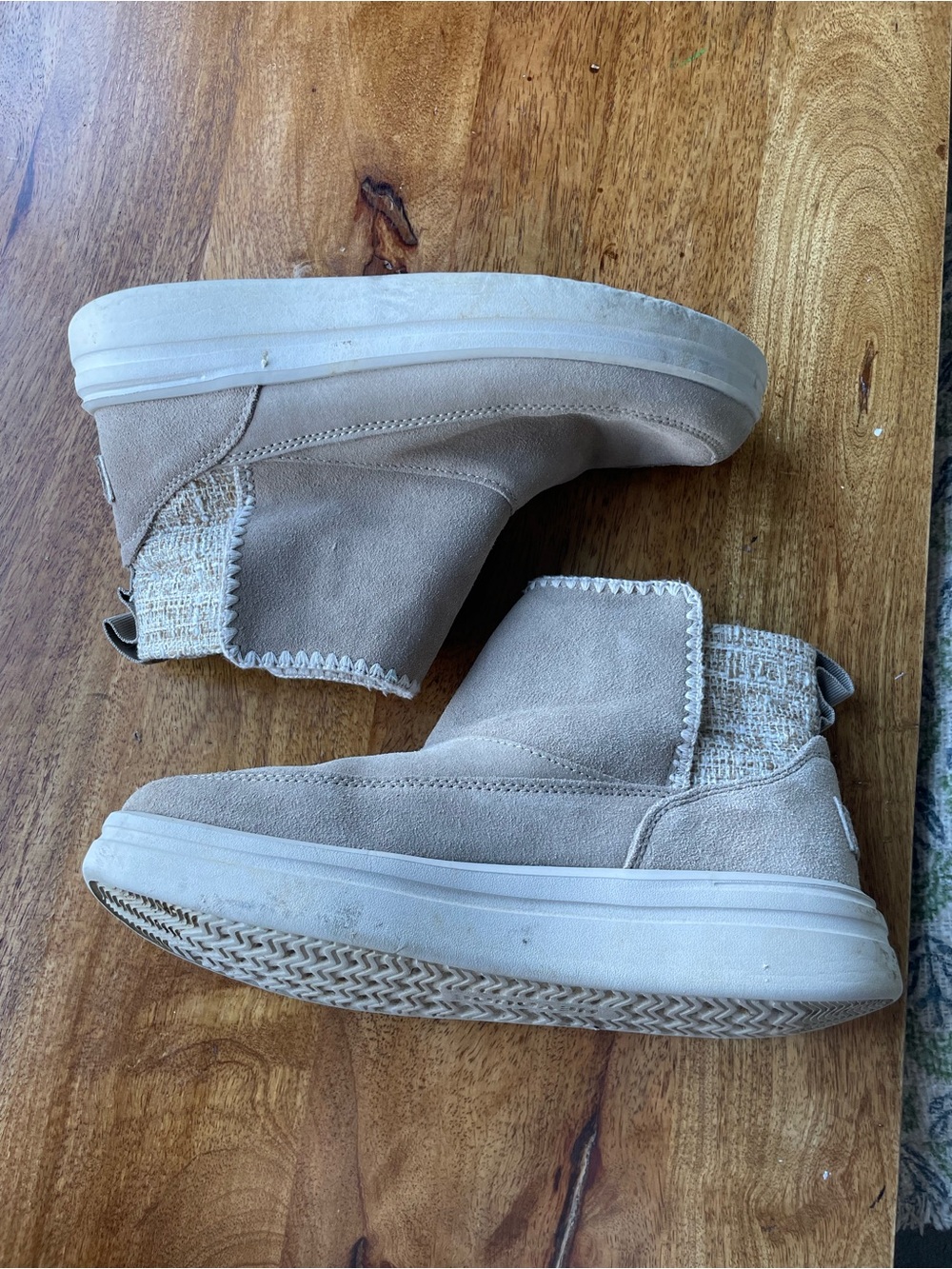 Hey Dude Beige Slip-On Suede Ankle Booties